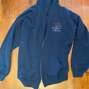 Gildan Full Zip Hoodie, Stephen Colbert Logo. Men’s XL.